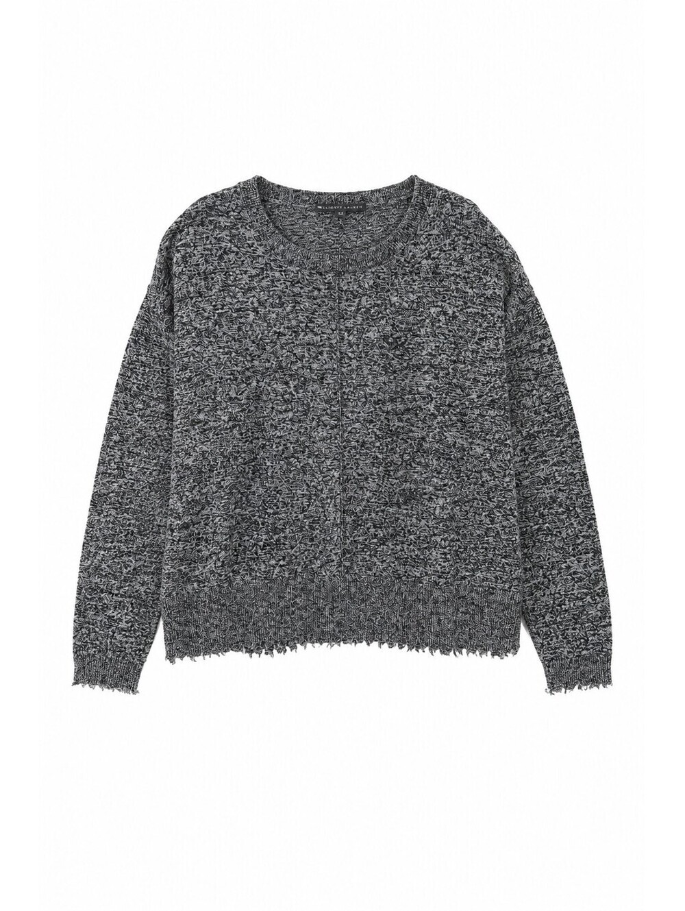 Elliott Lauren Cotton Cashmere Marled Crewneck Sweater Black Gray M